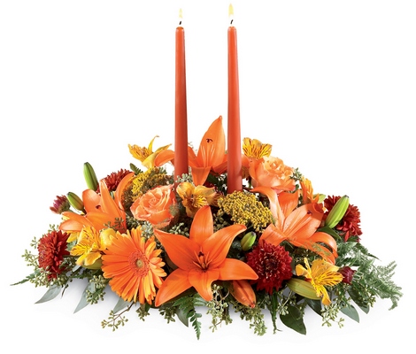 Bright Autumn Centerpiece from Richardson's Flowers in Medford, NJ